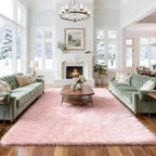 8x10 Solid Fluffy Pink Area Rug – Washable, Durable, Extra Large Living Room Rug, Non-Slip High Pile Shag Rugs for Bedroom, Playroom, Nursery Rooms, Kids Room, Soft Indoor Floor Carpet Decor