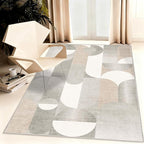 Grey Rug 3x5 Washable Area Rugs for Bedroom Living Room Kitchen Entryway Bedside,Small Modern Geometric Non Slip Carpet,Beige