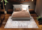 Bloom Rugs Washable Non-Slip 9' x 12' Rug - Sand/Orange/Purple Traditional Medallion Area Rug for Living Room, Bedroom, Dining Room, and Kitchen - Exact Size: 9' x 12'