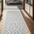 10ft Custom Cut Runner Rug for Narrow Hallways Kitchens - Deco Grey | Non-Slip | Washable & Edge Bound