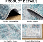 Area Rugs Living Room Rug - 4x6 Washable Modern Abstract Soft Neutral Non-Slip Carpet Large Indoor Floor Thin Carpets for Bedroom Dining Room Farmhouse Nursery Home Office Green
