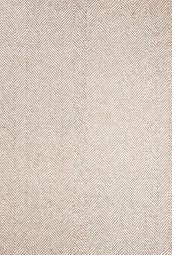 Modern Herringbone Chevron Collection Handcrafted Wool Area Rug - Durable, Zigzag Pattern, for High Traffic, Contemporary Design for Living Room, Bedroom, Dining Room Decor (Sand Beige, 9' x 11')
