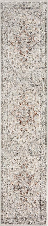 Nourison Home Astra Machine Washable Grey Multicolor 2'2" x 12' Area Rug - Easy Clean, Non Shedding, Bed Room, Living Room, Dining Room, Kitchen (12' Runner)