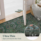 Lahome Floral Washable Rug, Soft 3x5 Rugs for Bedroom Entryway Dorm, Ultra-Thin Non Slip Boho Green Rug for Living Room Stain Resistan Throw Carpet for Nursery Entrance, Dark Green