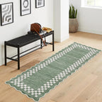 GarveeHome Hallway Runner Rug 2x6 Non Slip Scalloped Washable Rug for Kitchen Entry Stain Resistant Modern Border Throw Floor Carpet Long Runner Mat for Bathroom Living Room Bedside, Green