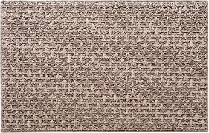 LUMI Washable Door Mat Indoor Entrance 17x30, Dirt Trapper Front Door Mats with Absorbent Interior and Non-Slip Rubber Backing, Entryway Doormat, Beige