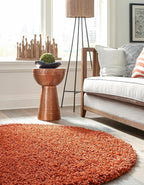 Unique Loom Solid Shag Collection Area Rug (7' 1" Round, Terracotta)