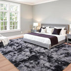 Beglad Fluffy Area Rugs 6x9 Feet, Modern Minimalist Style Shag Fuzzy Rugs, Non-Slip Indoor Carpet Soft Rugs for Kids Room, Bedroom & Living Room, Tie-Dyed Dark Grey