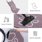 Smiry Dog Door Mat for Muddy Paws, Absorbent Dirt Trapper Non Slip Quick Dry Washable Chenille Mat for Mud Dogs, Entry Rug for Indoor and Outdoor (36x24 Inches, Deep Plum and White)