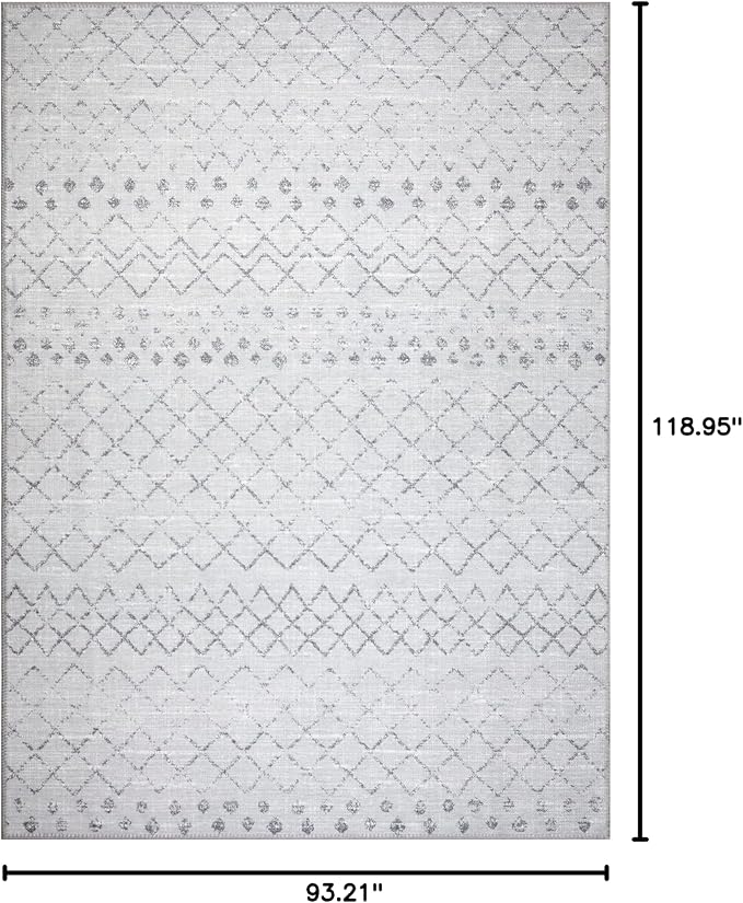 GLN Rugs Contemporary Collection - Machine Washable Area Rug, Contemporary Washable, Non Slip, Low Pile Chenille Rug, Living Room, Bedroom, Kitchen Rug (8' x 10' Gray 0166)