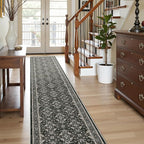 WITSHOCK Black Boho Washable 2x10 Kitchen Runner Rug,Vintage Neutral Hallway Rugs for Entryway,Soft Distressed Floor Mat for Bedroom,Entrance,Indoor Back Door(Black,2x10)