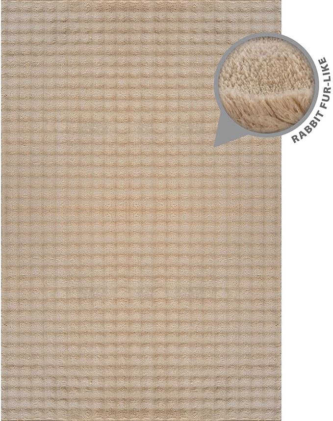 CAMILSON Modern Beige Non Slip Runner Rug 2x7 Ultra Soft High Pile Kitchen Rugs Non Skid Rubber Backing Durable & Easy to Clean Carpet for Entryway Bathroom Indoor Use (2 x 7 Beige)