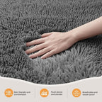 Zentavio Runner Rugs for Hallway 2x6 Shag Soft Bedroom Bedside Rugs Non Slip Fluffy Carpet for Kids Girls Boys Home Decor Aesthetic Dorm Nursery Grey