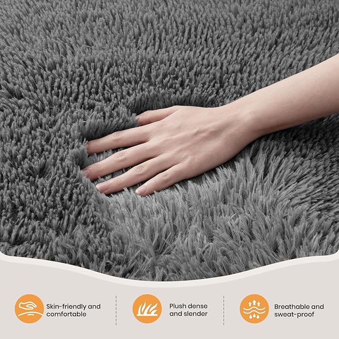 Zentavio 8x10 Area Rugs for Living Room Clearance Grey Rugs for Bedroom Large Big Carpet Fluffy Furry Soft Shag Aesthetic Plush High Pile Gray Rug for Nursery Kids Room Dorm