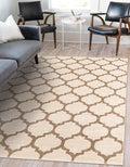 Rugs.com Lattice Collection Rug – Palace Rugs Beige and Light Brown Medium-Pile Rug Perfect for Living Rooms, Kitchens, Entryways