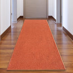 Custom Made Runner Rug Low Pile with Rubber Backing for Kitchen Foyer Hallway Entry Choose Your Length Size 26 Inch Wide Solid and Plain Orange Color (3 feet x 26 inch)