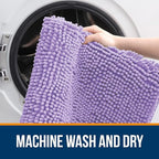 OLANLY Bathroom Rugs 47x20, Extra Soft Absorbent Chenille Bath Rugs, Rubber Backing Quick Dry, Machine Washable Bath Mats for Bathroom Floor, Tub and Shower, Home Decor Accessories, Lavender