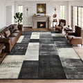 DweIke Washable Area Rugs for Living Room, 5x7 Soft Bedroom Rugs, Geometric Print Non-Slip Modern Rug, Stain Resistant Throw Carpets for Office Nursery Dining Room Home Dorm Decor, Black and White