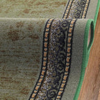 Antep Rugs Alfombras Bordered Modern 2x5 Non-Slip (Non-Skid) Low Pile Rubber Backing Kitchen Area Runner Rug (Green, 2' x 5')