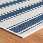 Dash & Albert Awning Stripe Blue Machine Washable Rug, 3 X 5 Feet, Blue Stripe Pattern
