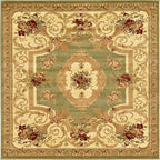 Unique Loom Versailles Collection Traditional Classic Floral Motif Area Rug (6' 0 x 6' 0 Square, Green/ Ivory)