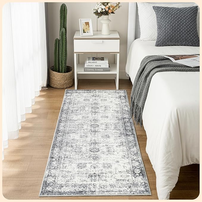 Istana Hallway Runner Rug 2x8 – Navy Entryway Rug -Silk's Soft Touch Runners for Hallways - Stylish Kitchen Runner Rug Non Slip