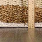 Hauteloom Lunao Living Room, Bedroom Area Rug - Farmhouse - Charcoal,Cream,Peach - 8'10" x 12'