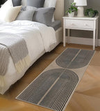 Easy Jute Rainbow Runner Rug, 2x6 Washable Rugs Runner for Hallway Non-Slip Boho Farmhouse Kitchen Runner Rug, Black and Nature Abstract Outdoor Carpet for Porch Laundry Entryway