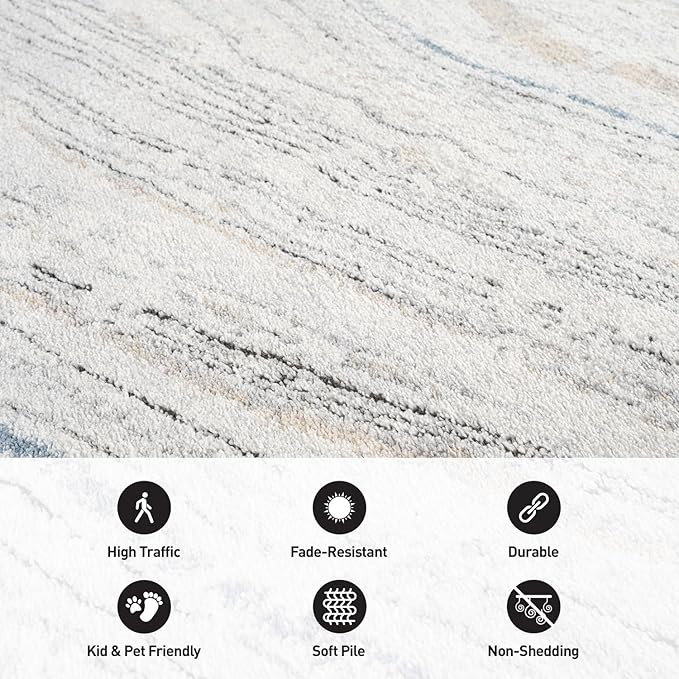 Rugshop Marble Swirl Distressed Gray Area Rug Modern Indoor Rug for Living Room, Bedroom, or Dining 2' 3" x 8' Runner Ideal for Hallway, Kitchen, Entryway, or Behind The Sofa