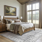 jinchan Fiora 10x12 Area Rugs for Living Room - Machine Washable Vintage Floral Distressed Design Stain Resistant Carpet Low Pile Non-Slip Large Rug for Bedroom Dining Room Home Office (10‘x12', Grey)