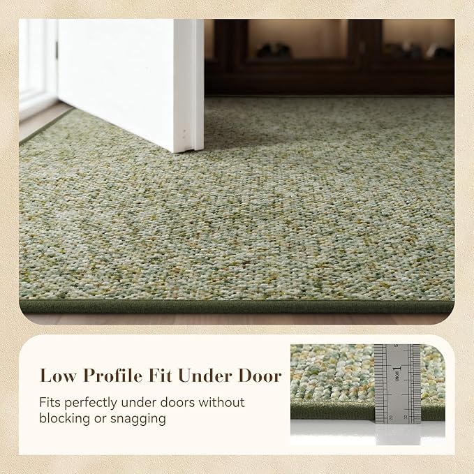 MontVoo Door Mat Indoor Entrance Doormat, Absorbent Durable Rubber Non Slip Front Door Mat for Inside Entry Entryway Dirt Trapper Welcome Mat, Green 17''x30''
