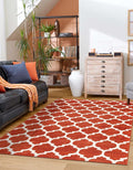 Rugs.com Lattice Collection Rug – 8x11 Light Terracotta Medium-Pile Rug Perfect for Living Rooms, Large Dining Rooms, Open Floorplans