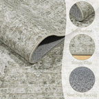 2'x6' Washable Runner Rug Utral Soft Lightweight Vintage Boho Distressed Non-Slip Backing,Low Pile Stain Resistant Farmhouse Rug for High-Traffic Hallway, Kitchen & Laundry