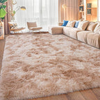 Upgrade Non-Slip Plush Rugs for Living Room, Soft Shaggy Carpets for Living Room, Fuzzy Rugs for Kids' Room, Perfect Decor for Modern Home Tie Dye Beige 5x7Feet