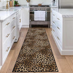 Leopard Rug 2x8 Modern Print Hallway Runner Rug with Rubber Backing Washable Non-Slip Runner Rugs for Bedroom Kitchen Living Room Indoor Decor（2x8ft,Brown）