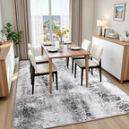 Washable Abstract Rug, 3x5 Modern Area Rugs with Non-Slip Rubber Backed for Bedroom, Thin but Soft Contemporary Carpet Kitchen Living Room Decor, Dark Grey
