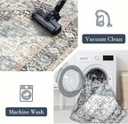 Runner Rug 2×6, Vintage Boho Rug,Ultra-Soft Low Pile, Washable, Non Slip,Stain Resistant Printed Carpet for Hallway Kitchen Living Room Bedrooms Playroom Office, Blue/Navy