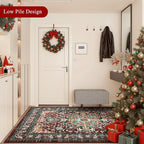 U'Artlines Boho Vintage Area Rug 4x6 ft Machine Washable Low Pile Soft Floor Carpet Non Slip Non Shedding Accent Rug for Living Room Bedroom Entryway Dining Room Office Rust＆Teal