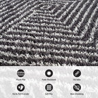 Rugshop Geometric Diamond Stripe Area Rug Anthracite Dark Gray 7' 10" x 10' Perfect for Large Living Rooms, Dining Areas, or Master Bedrooms