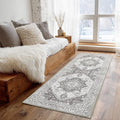 XWZO Runner Rug 2x6ft, Washable Hallway Runner with Non-Slip Backing, Vintage Spill Stain Resistant Floor Mat for Entryway Corridor Bedroom Kitchen, Soft Low-Pile Area Carpet, Grey