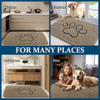 OLANLY Dog Door Mat for Muddy Paws 59x24, Paw Print Design, Absorbs Moisture and Dirt, Absorbent Non-Slip Washable Doormat, Quick Dry Chenille Mud Mat for Dogs, Entry Indoor Entryway Carpet, Tan