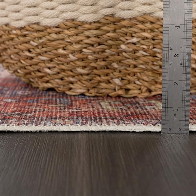 Bloom Rugs Washable 8' x 10' Rug - Red/Orange/Beige Traditional Area Rug for Living Room, Bedroom, Dining Room, and Kitchen - Exact Size: 8' x 10'