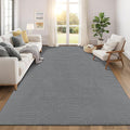 Pauwer 9x12 Washable Area Rugs for Living Room Modern Grey Solid Color Soft Fluffy Rugs for Bedroom Non Slip Boho Accent Indoor Mat Floor Carpet Cover for Kids Room Dining Room Kitchen Office