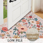 DUKINO 2x8 Runner Rug for Hallway, Washable Kitchen Runner Rug with Rubber Backing Non Slip, Low Pile Soft Boho Floral Thin Carpet for Entryway, Hallway, Bathroom, Laundry Room, Beige