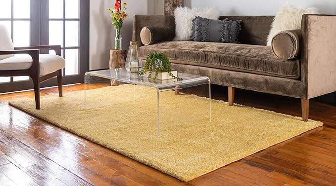 Unique Loom Solo Collection Area Rug - Calabasas (10' x 13' Rectangle, Yellow)