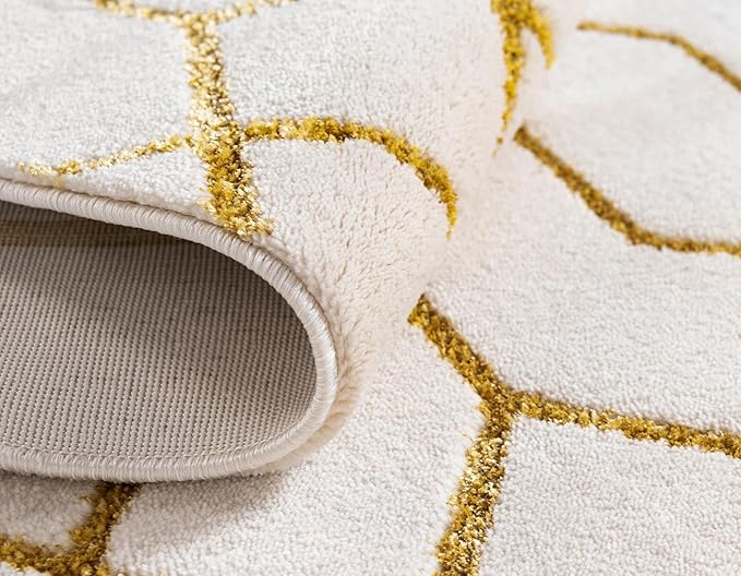 Marilyn Monroe Glam Collection Area Rug - Trellis (10'x 13' Rectangle, White Gold/ Gold)