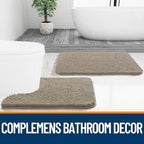 OLANLY Bathroom Rugs 24x16, Extra Soft Absorbent Chenille Bath Rugs, Rubber Backing Quick Dry, Machine Washable Bath Mats for Bathroom Floor, Tub and Shower, Home Decor Accessories, Warm Taupe