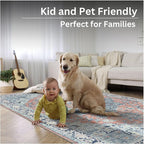 Bloom Rugs Washable Non-Slip 3' x 5' Rug - Coral/Blue Traditional Medallion Area Rug for Living Room, Bedroom, Dining Room, and Kitchen - Exact Size: 3' x 5'