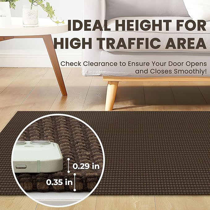 Small Braided Rugs 2x3 Ft Area Rugs for Entryway Boho Washable Rug Non Slip Rubber Backed Throw Rugs Cotton Woven Door Mat Indoor Entrance Front Door Rugs for Foyer Kitchen, Brown