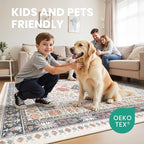 zesthome 8x10 Area Rugs for Living Room,Non-Slip Backing Washable Rugs,Vintage Large Area Rug，Stain Resistant Home Decor Rug (Multi,8'x10')